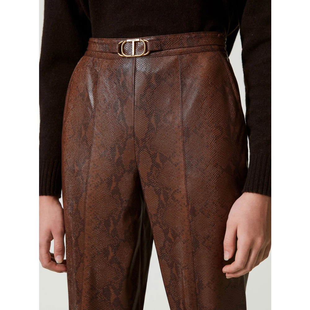 Twinset Hagedis Print Capri Broek Brown Dames