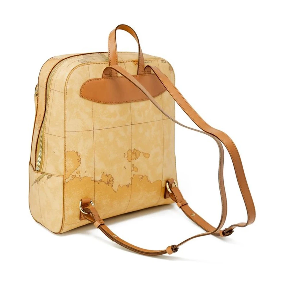 Alviero Martini 1a Classe Multi-Compartiment Leren Rugzak Beige Dames