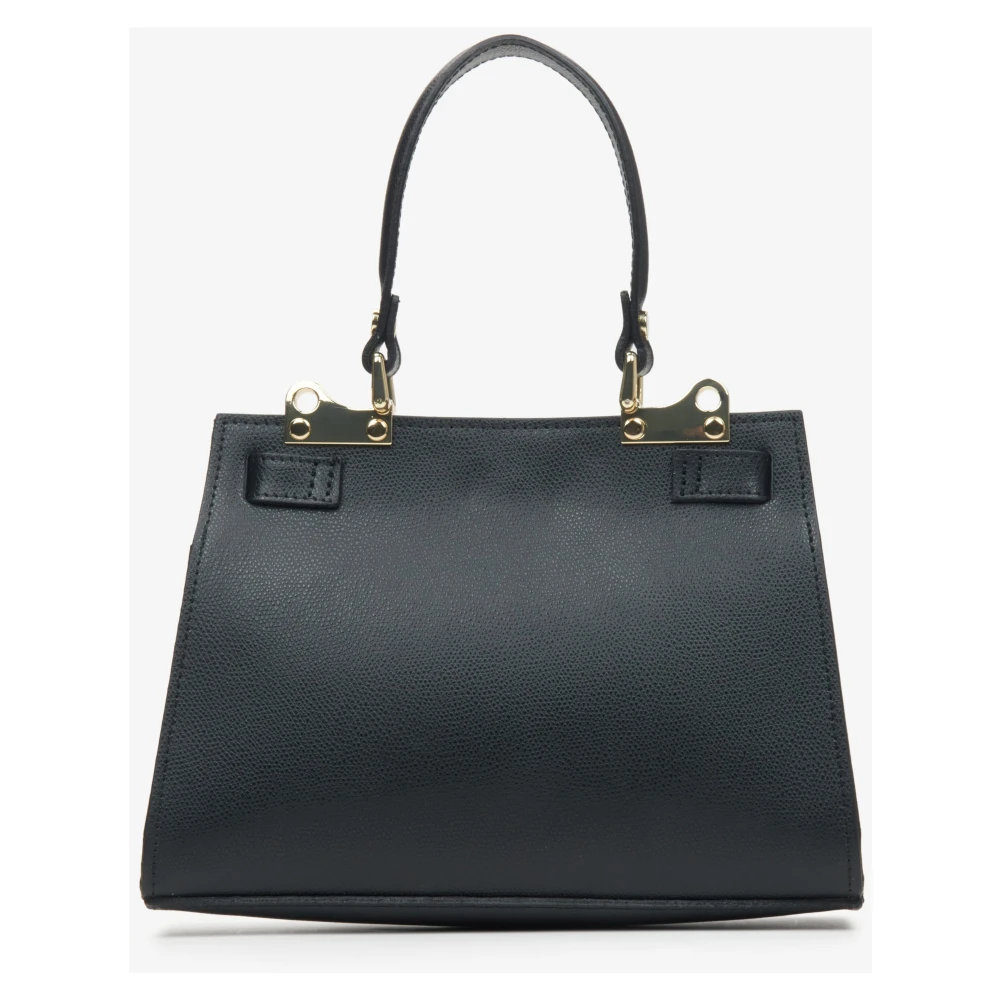 Estro Luxe Zwarte Leren Satchel Handtas Black Dames