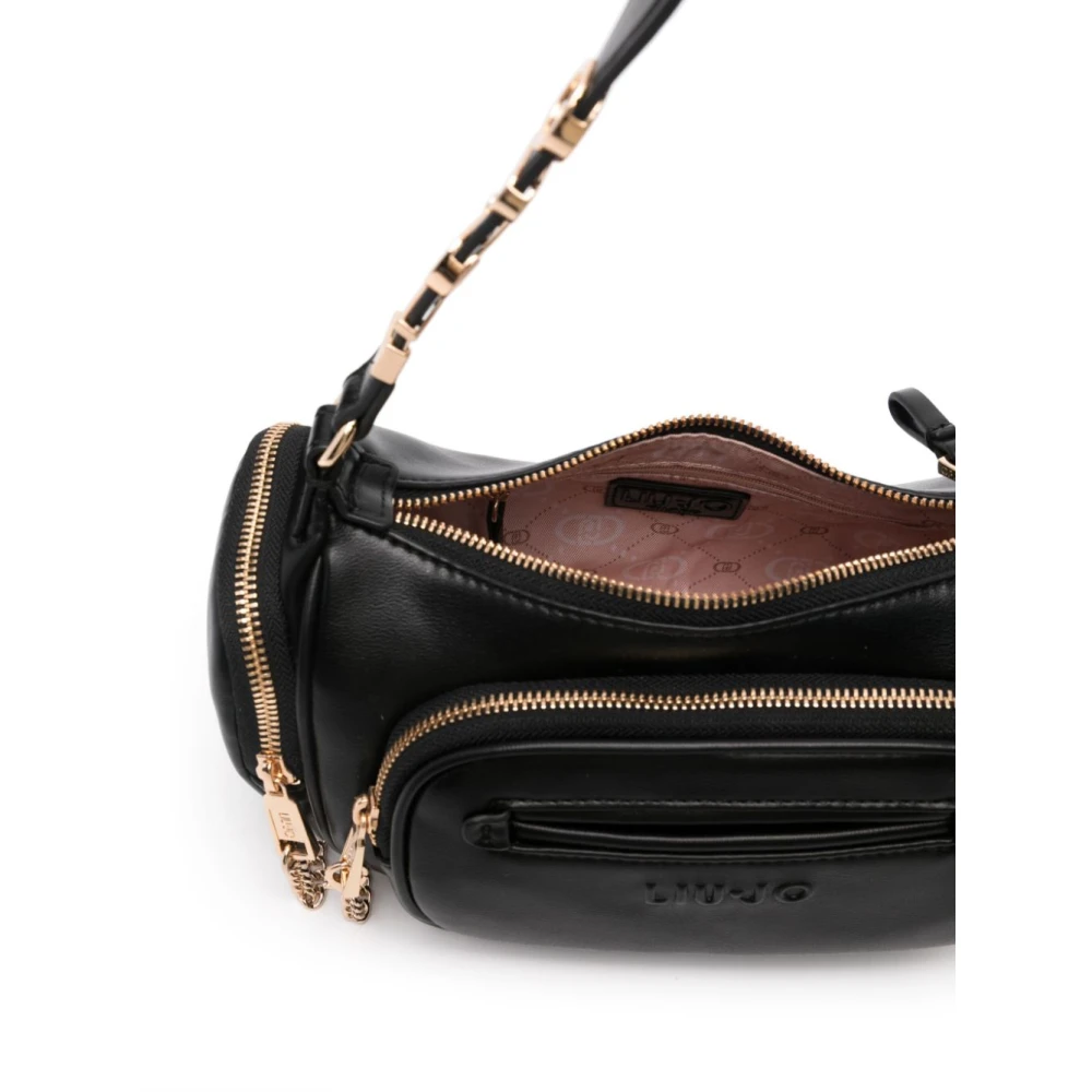 Liu Jo Zwarte Eco Leren Handtas met Metalen Letters Black Dames