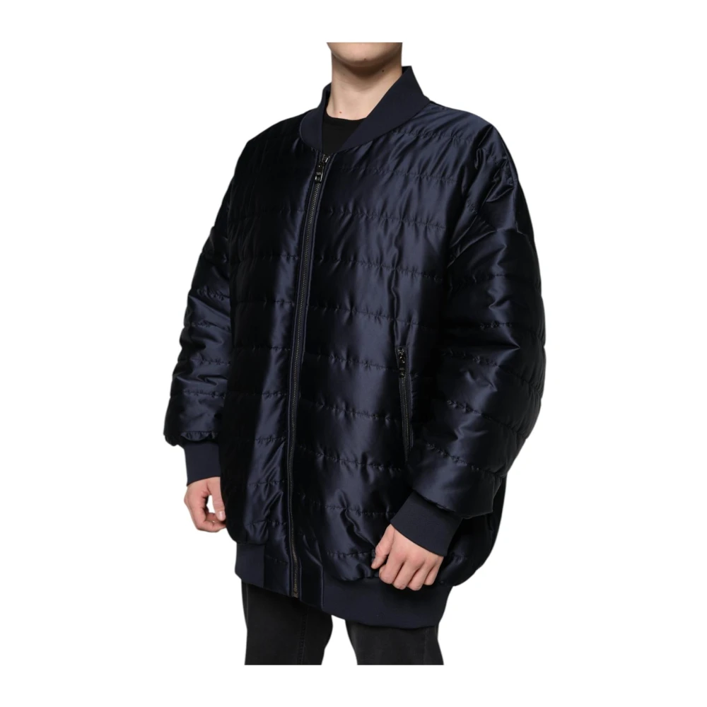 Dolce & Gabbana Blauwe Gewatteerde Bomberjack Blue Heren