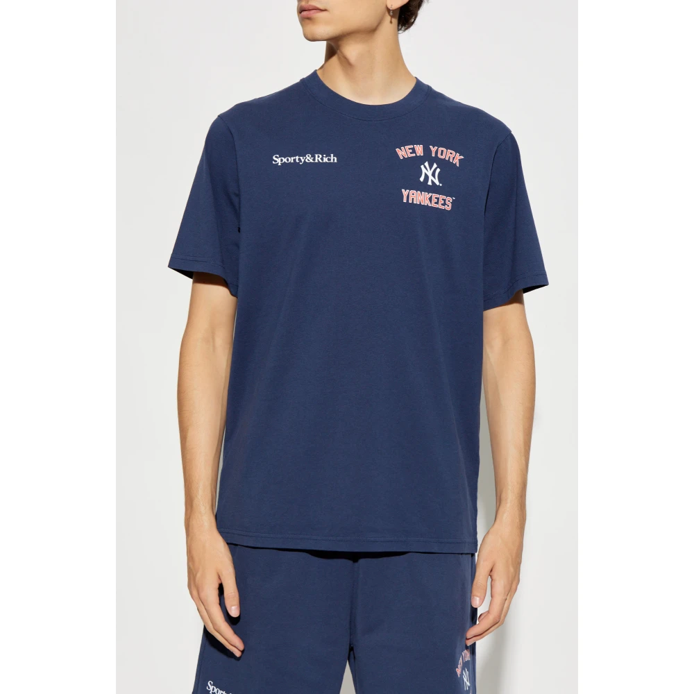 Sporty & Rich T-shirt uit de 47 & The New York Yankees collectie Blue Unisex