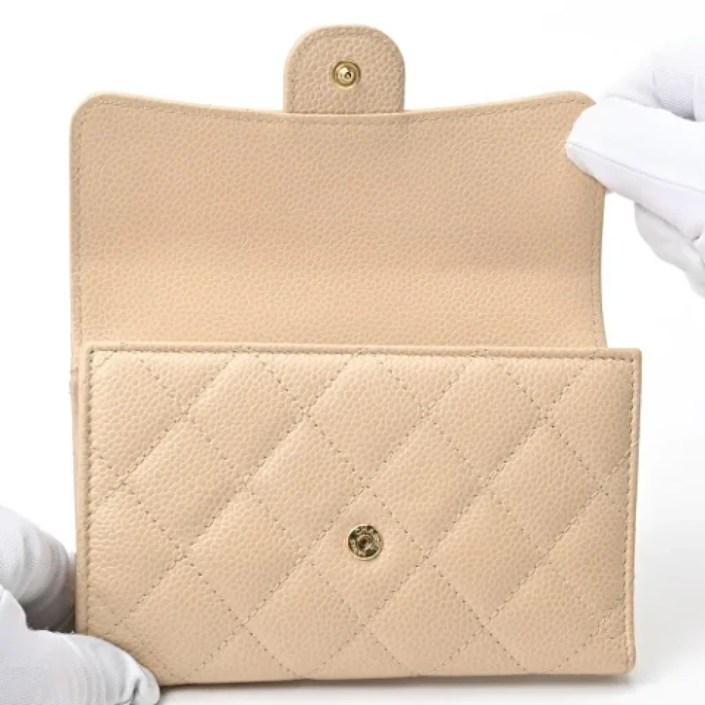 Chanel Vintage Pre-owned Leather wallets Beige Dames