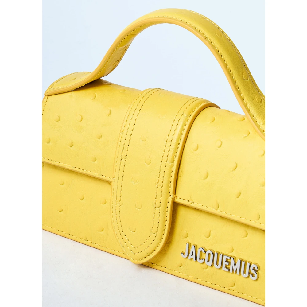 Jacquemus Ostrich-Embossed Lange Schoudertas Yellow Dames