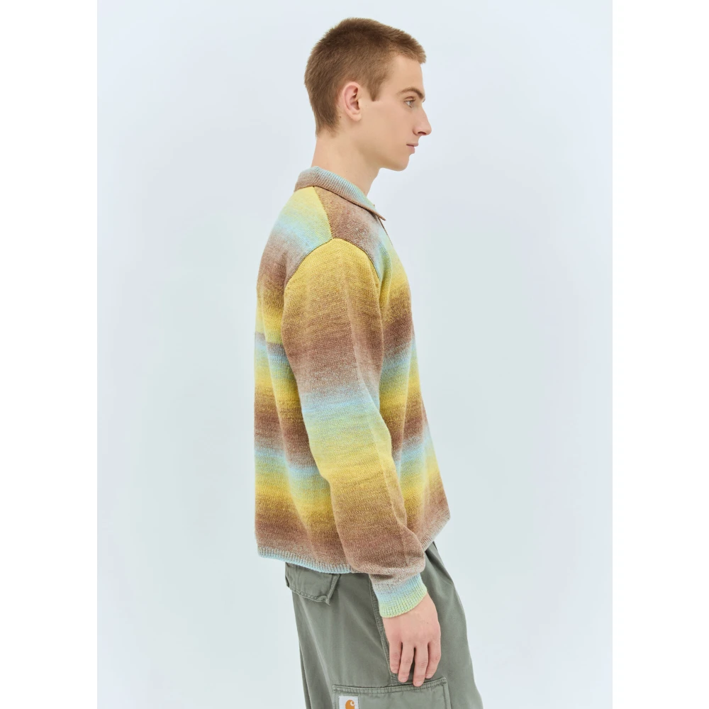 Awake NY Ombre Polo Sweater Wolmix Gebreid Yellow Heren