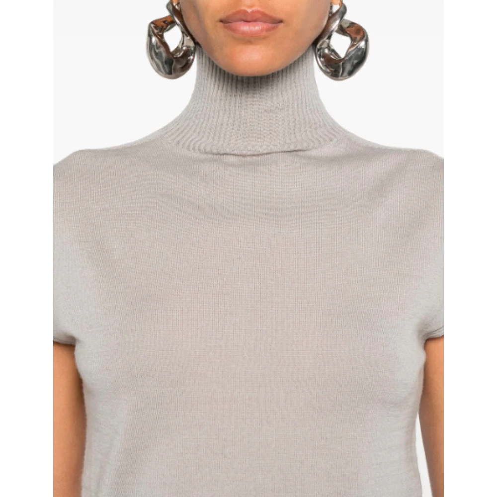 Rick Owens Turtle Neck Pearl Top Beige Dames