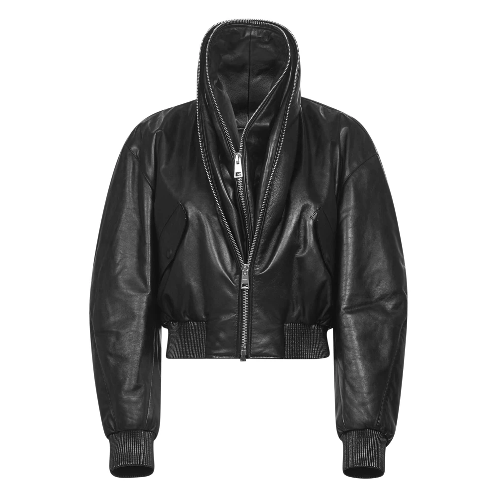 Givenchy Women's Black Leather Zip Coat