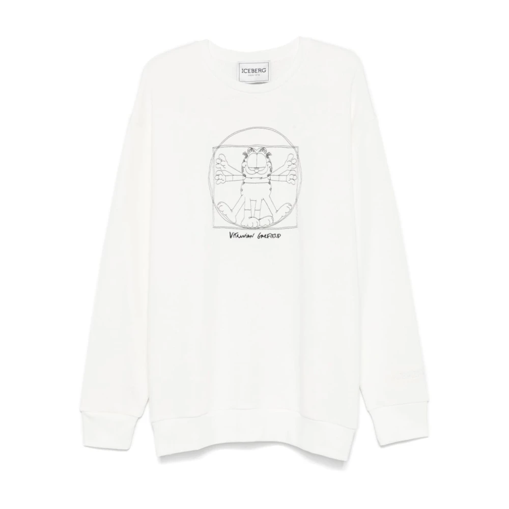 Iceberg Vitruvian Garfield Geborduurde Sweatshirt Beige Heren