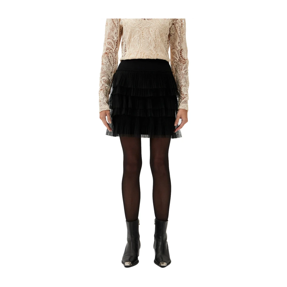Actitude Zwarte Minirok met Tule Ruches Black Dames
