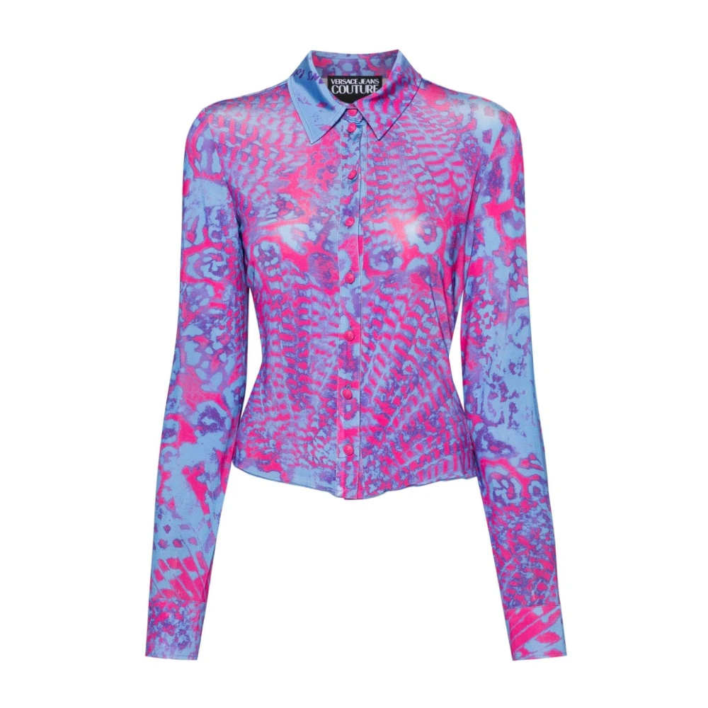 Versace Jeans Couture Dierenprint Multikleur Stretch Shirt Multicolor Dames