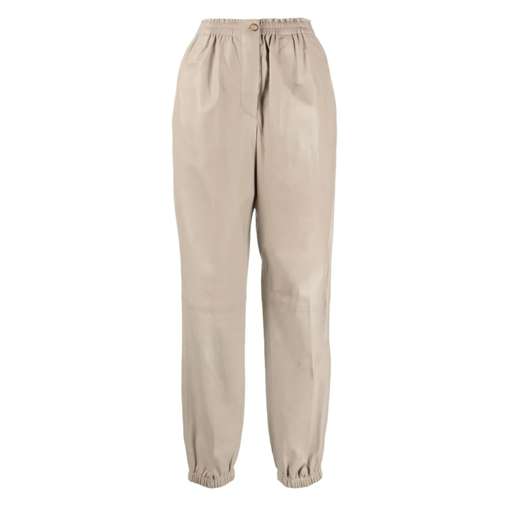 Joseph Grijze Leren Casual Broek Brown Dames
