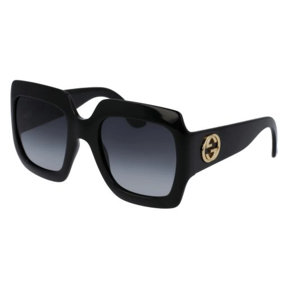 Gucci Tijdloze vierkante zonnebril in zwart acetaat met verloop grijs glas Black Dames