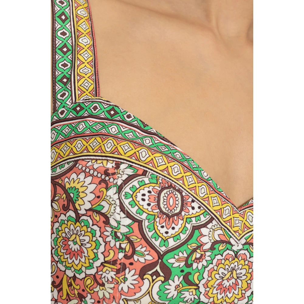 ETRO Jurk met decoratieve print en bandjes Beige Dames