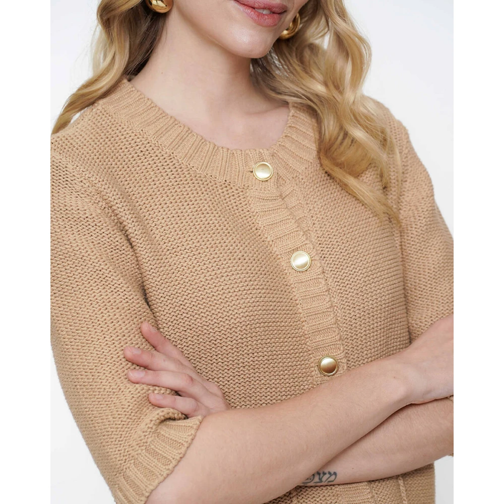 Geisha Geknoopte Cardigan Vest Brown Dames