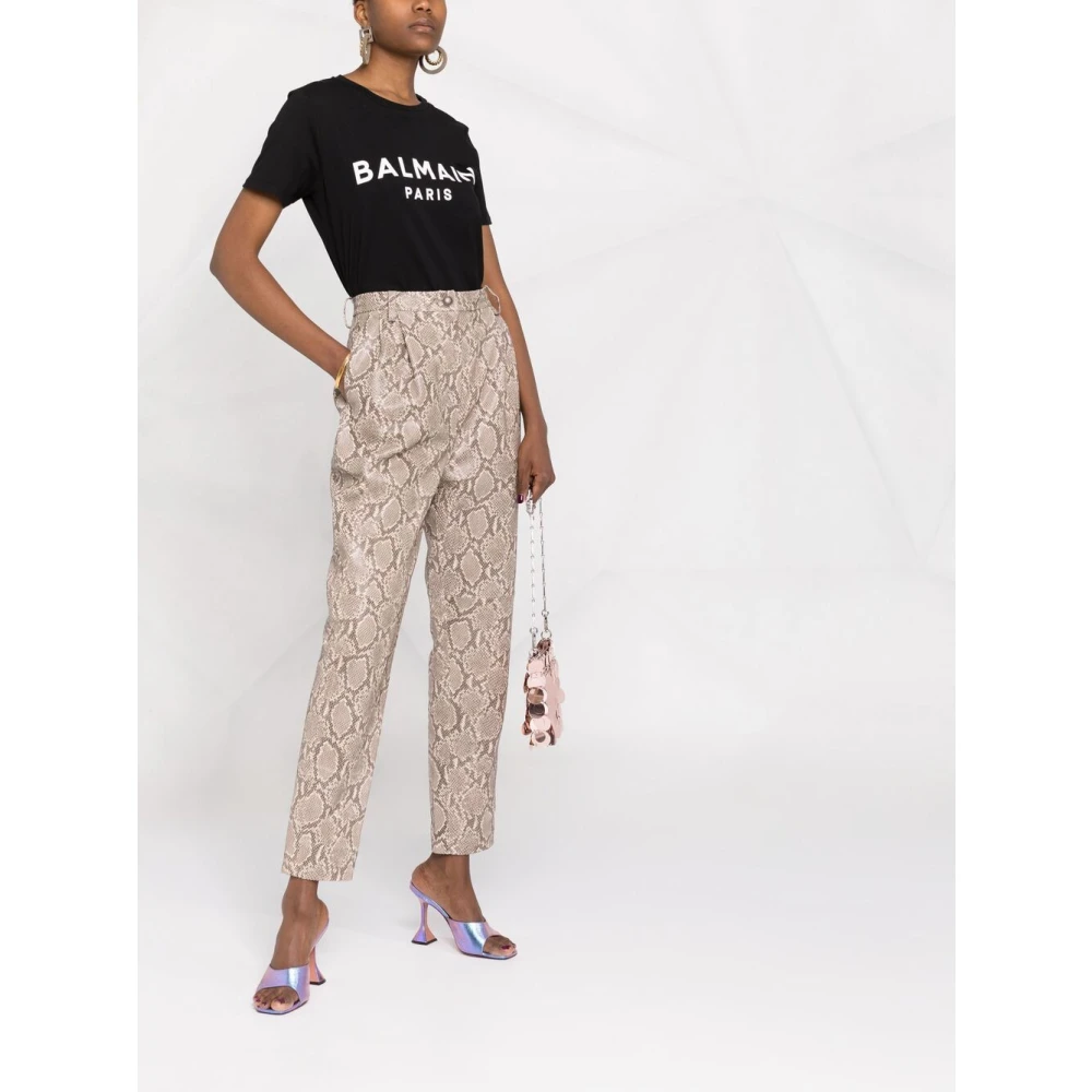 Balmain Zwart Logo Print T-Shirt Vrouwen Black Dames