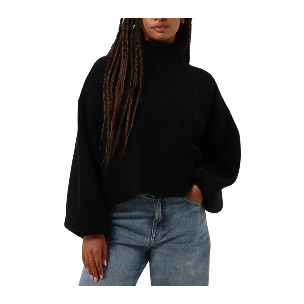 Gestuz Women's Black Short Pullover Jumper - Turtlenecks - M - Knitwear