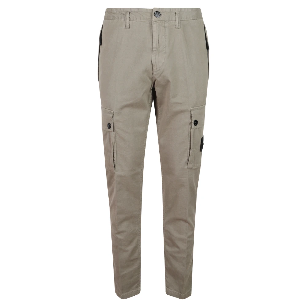 Stone Island , Slim-Fit Trousers, Male, Green, W32, Slim Fit Cargo Trousers
