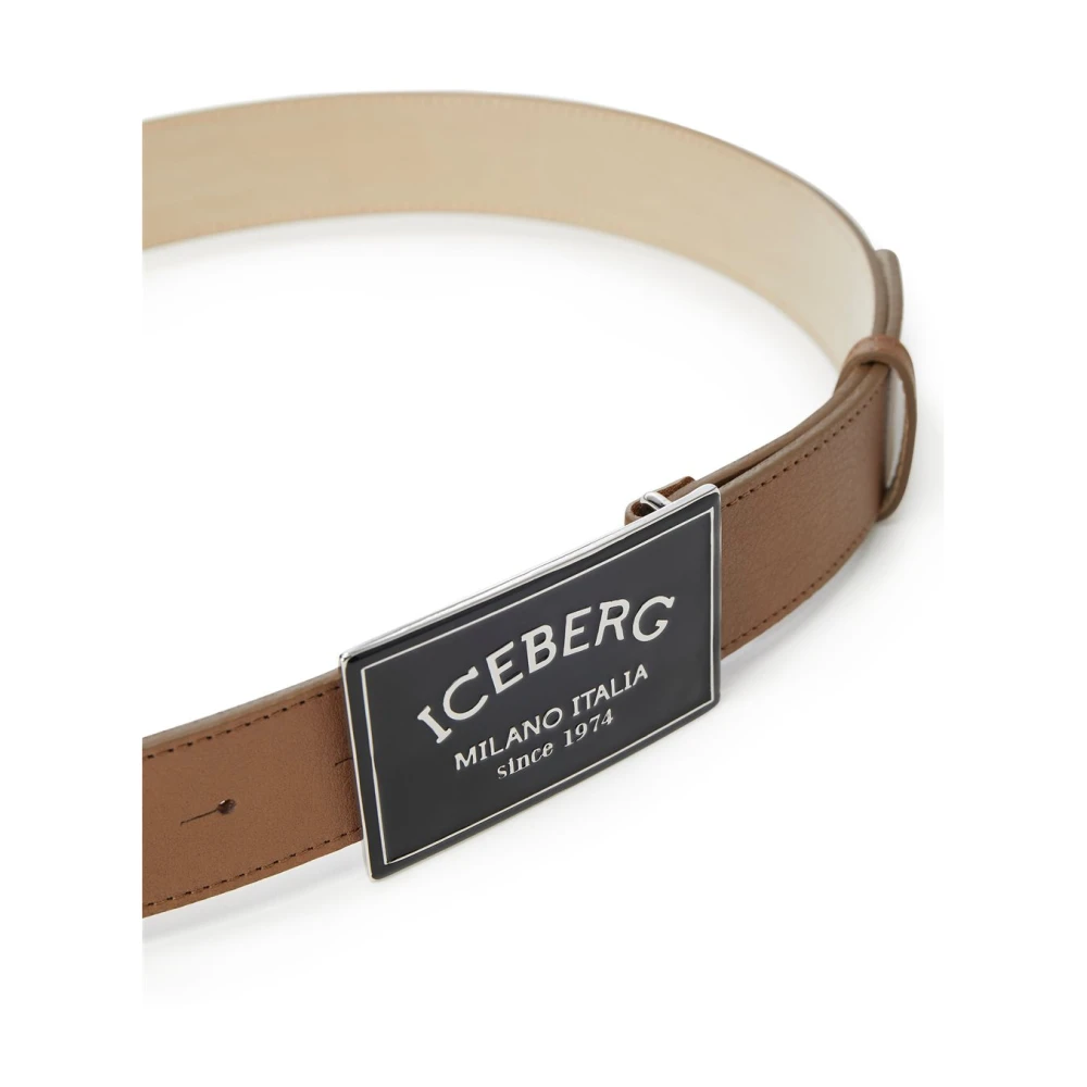 Iceberg Nappa leren riem met ICB Milano Italia gesp Brown Heren