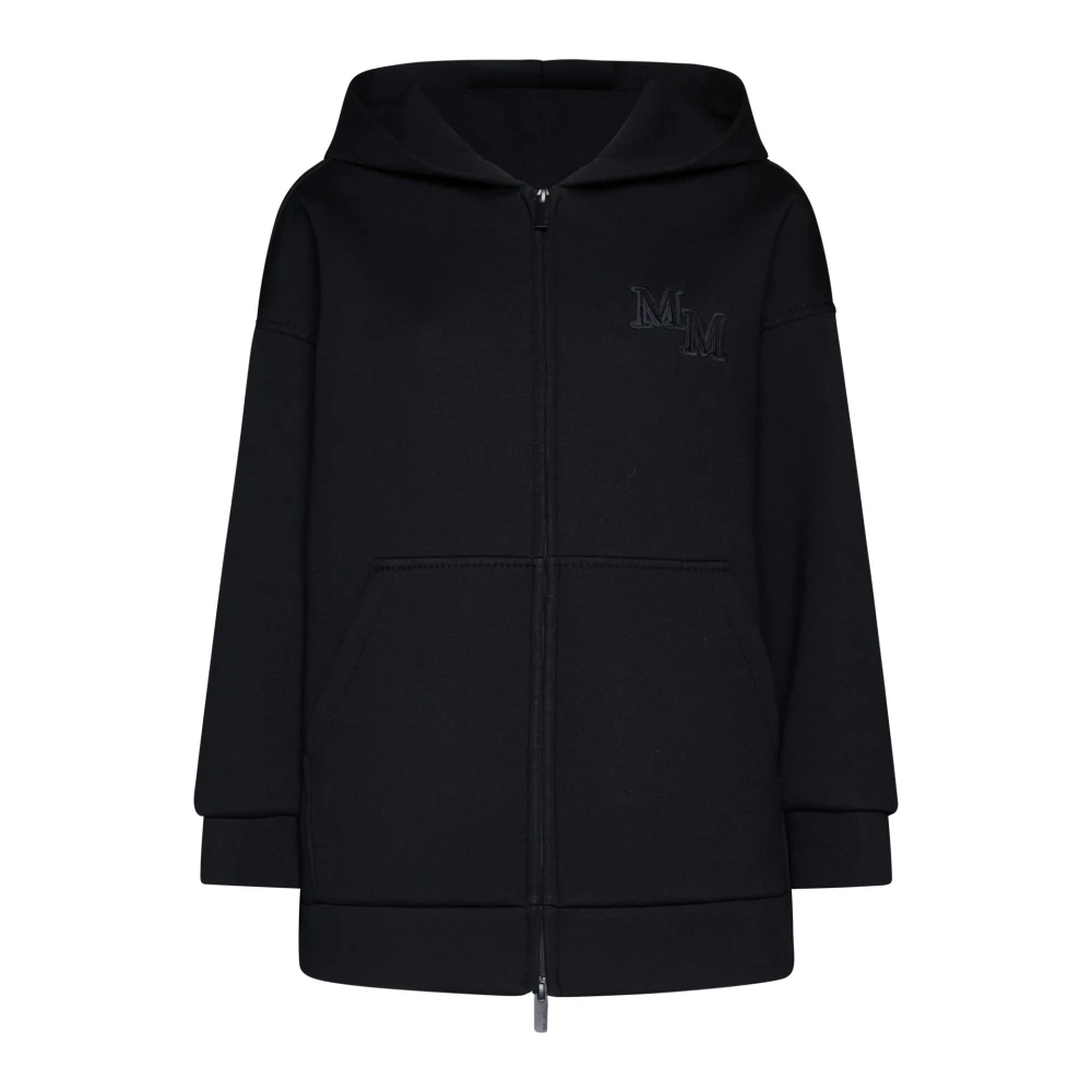 Max Mara Svart Oversized Hoodie Tröja Black, Dam