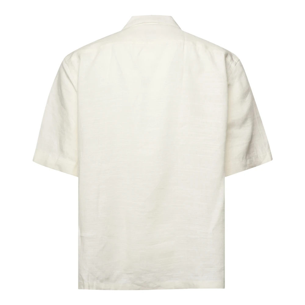 Eleventy Wit Linnen Shirt met Korte Mouwen White Heren