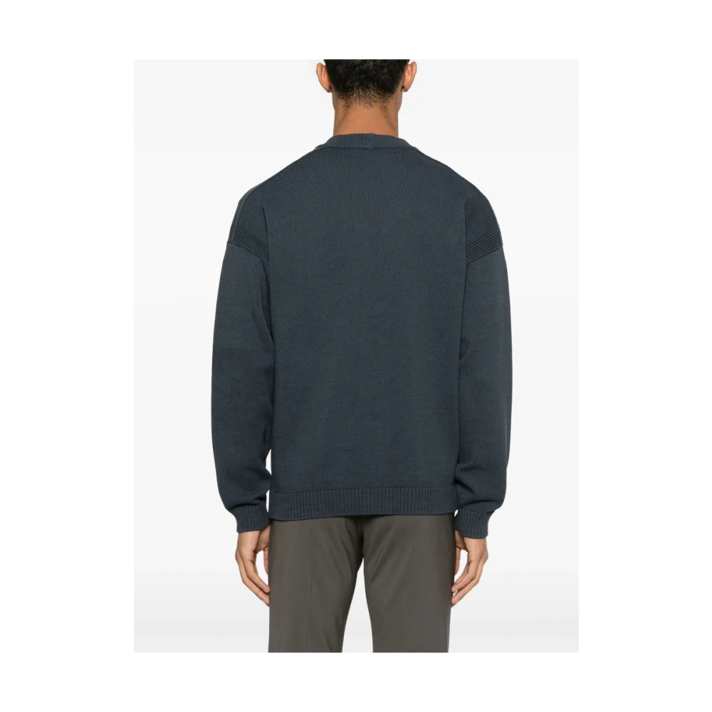 Maison Kitsuné Blauwe V-hals trui met knoopsluiting Blue Heren