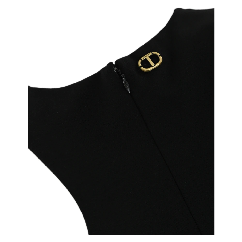 Twinset Zwarte Milano Jurk Amerikaanse Halslijn Black Dames