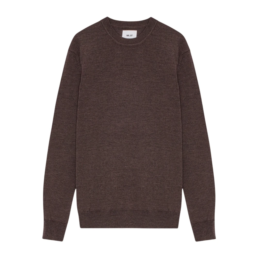 Nn07 Wollen Crewneck Sweater met Drop-Back Schouder Brown Heren