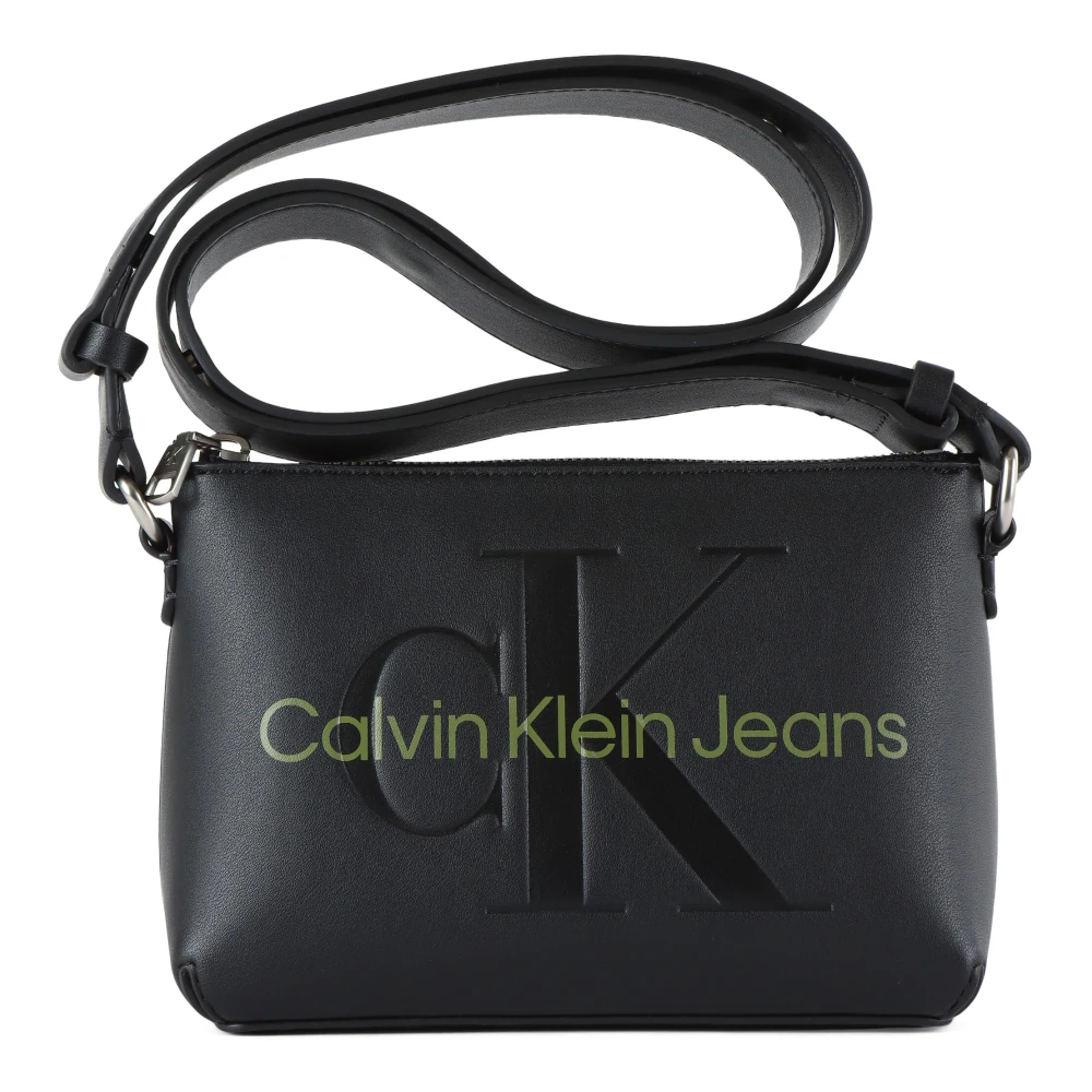 Calvin Klein Jeans Eco-leren Schoudertas met Logo Black Dames