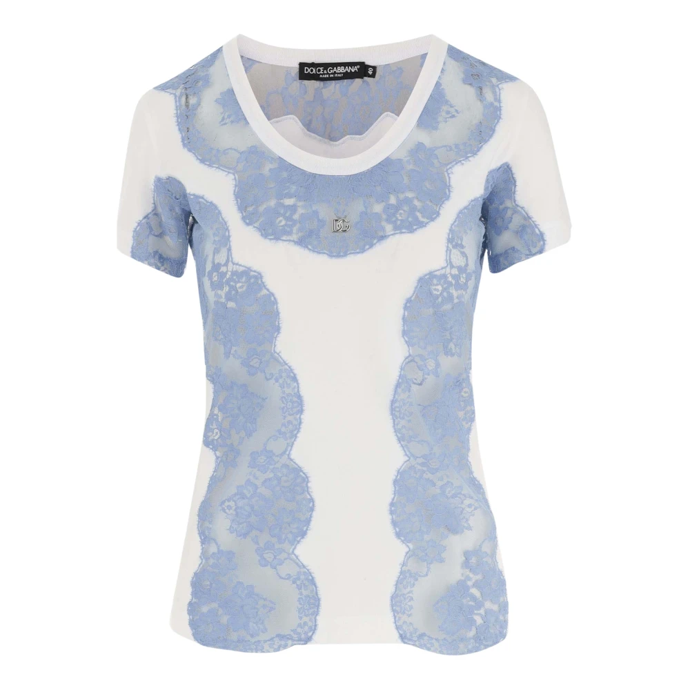 Dolce & Gabbana Contrasterende Kant T-shirt Slim Fit White Dames