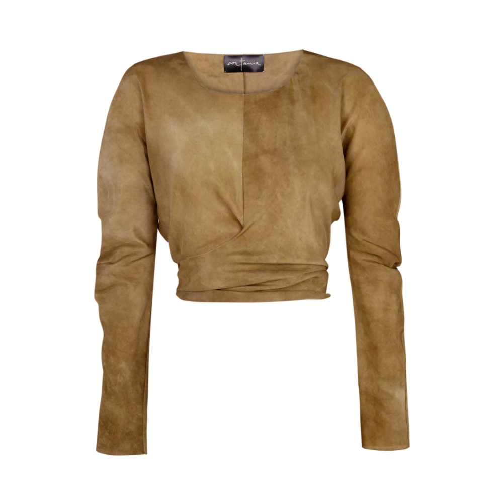 Cortana Damen Braun Glitzer, Seiden-Habotai-Top In Bronze Gefärbt