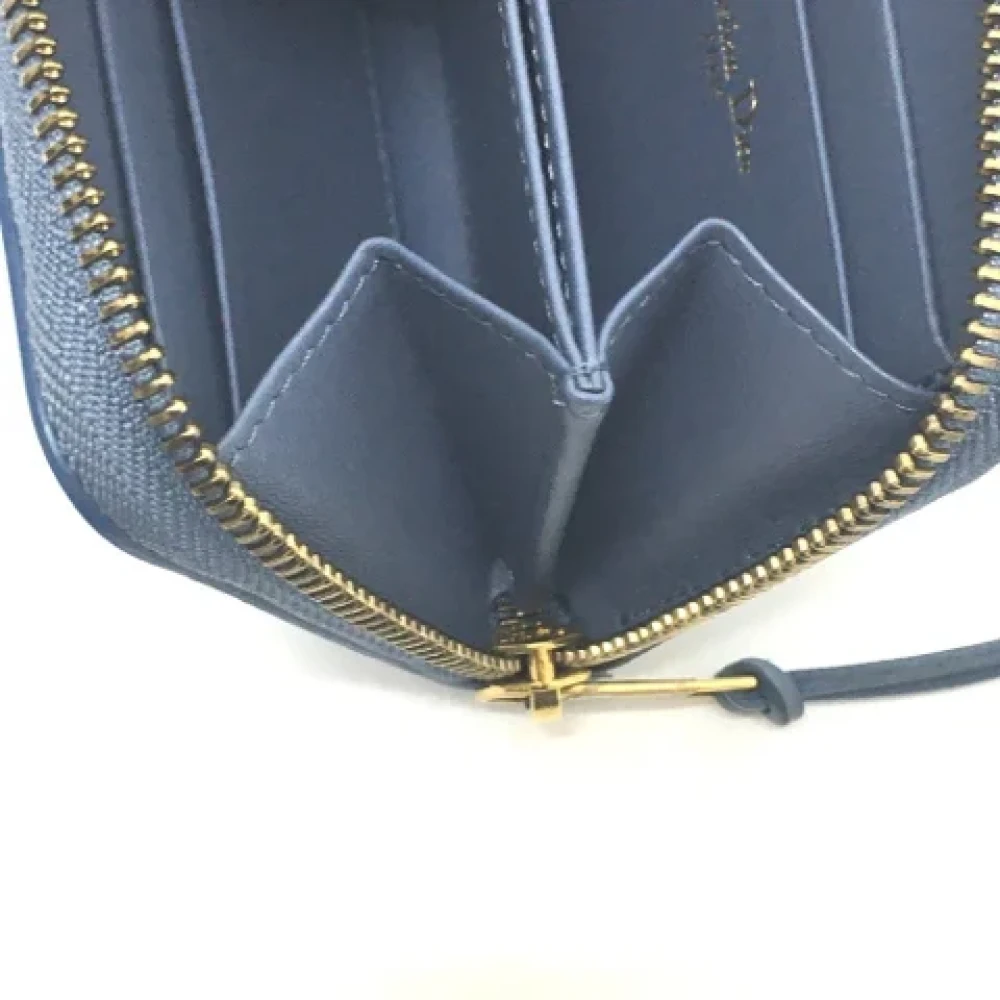 Dior Vintage Pre-owned Leather wallets Blue Dames
