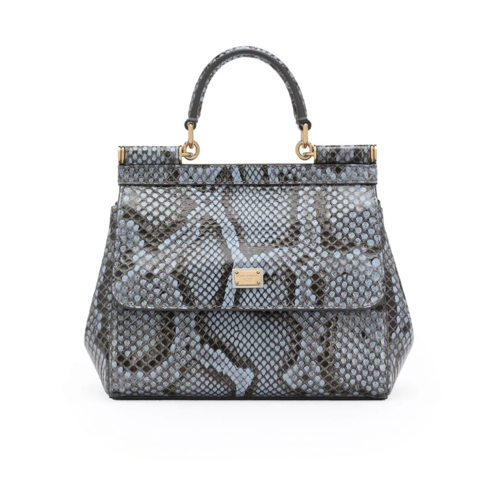 Dolce & Gabbana Celeste Python Sicily Tas Gray Dames