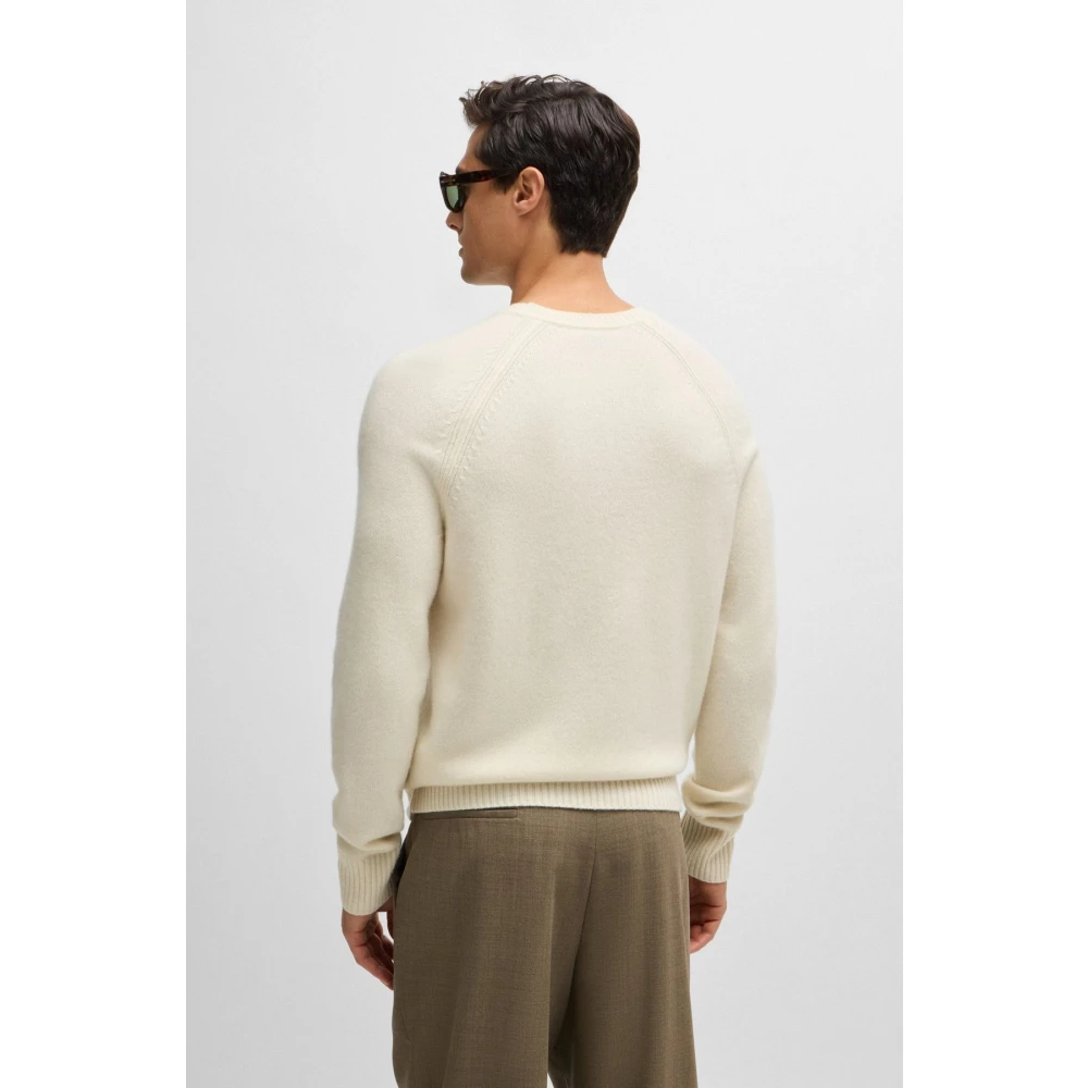 Boss Zuivere Cashmere Witte Trui Emalvo White Heren