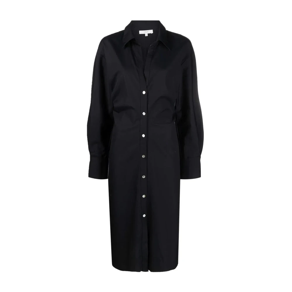 Vince Casual Zwarte Katoenen Midi Jurk Black Dames