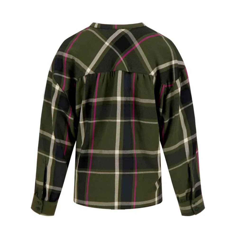 Zusss Geruite Donkergroene Blouse Lange Mouw Green Dames