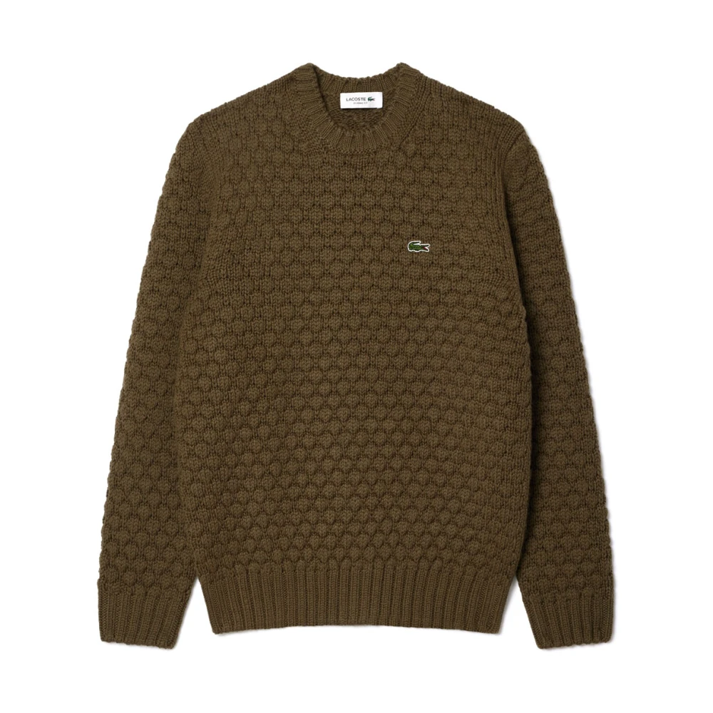 Lacoste Bruine Wollen Trui Minimalistisch Ontwerp Brown Heren
