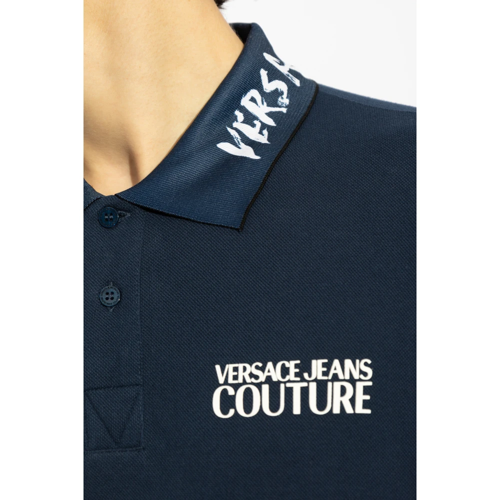 Versace Jeans Couture Polo met bedrukt logo Blue Heren