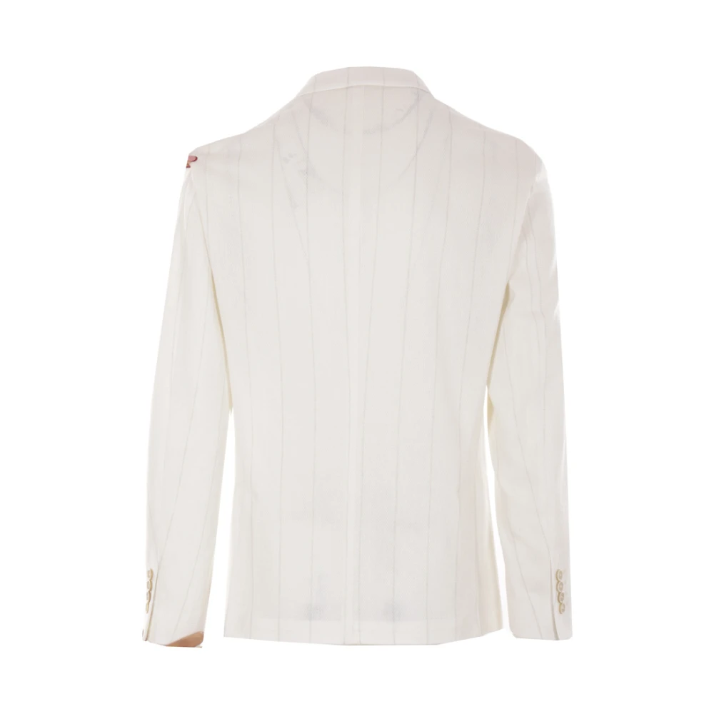 Eleventy Witte Jas met Krijtstreep Patroon White Heren