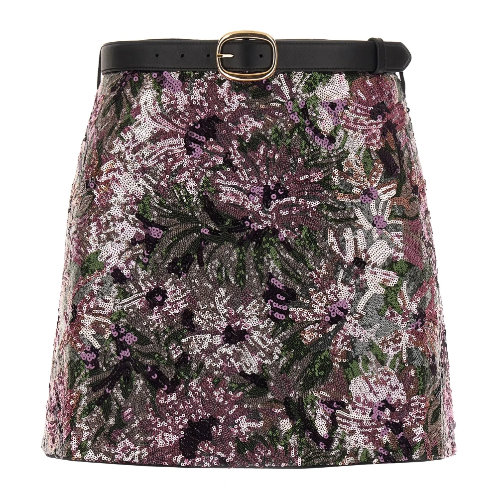 Self Portrait Vrouw Roze Floral Sequin Mini Skirt