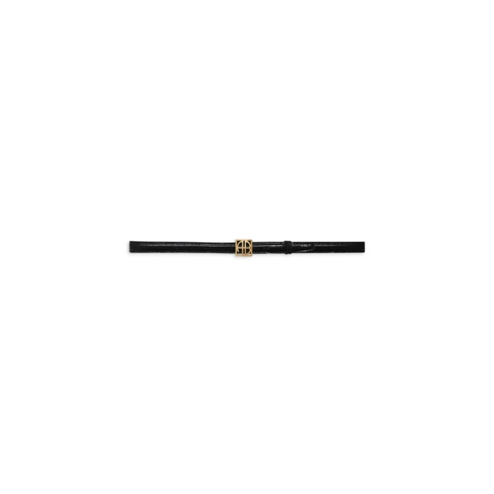 Anine Bing Monogram Zwart Geëtst Riem Black Dames