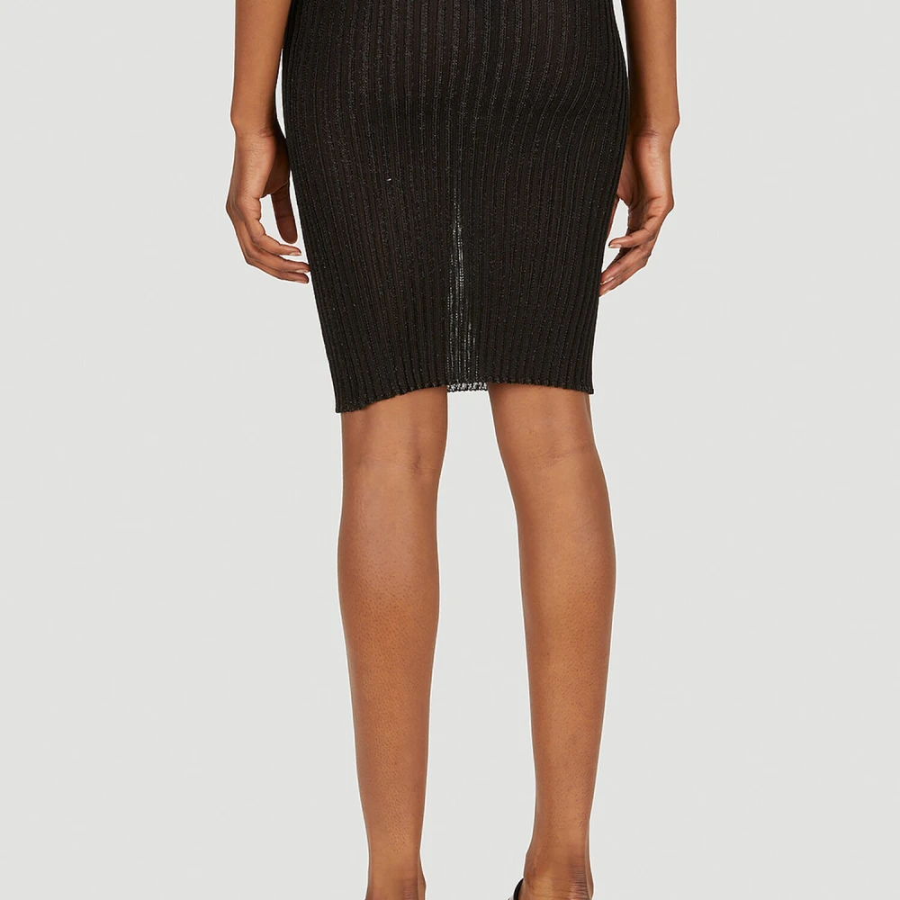 A. Roege Hove Geribbelde Korte Rok Black Dames