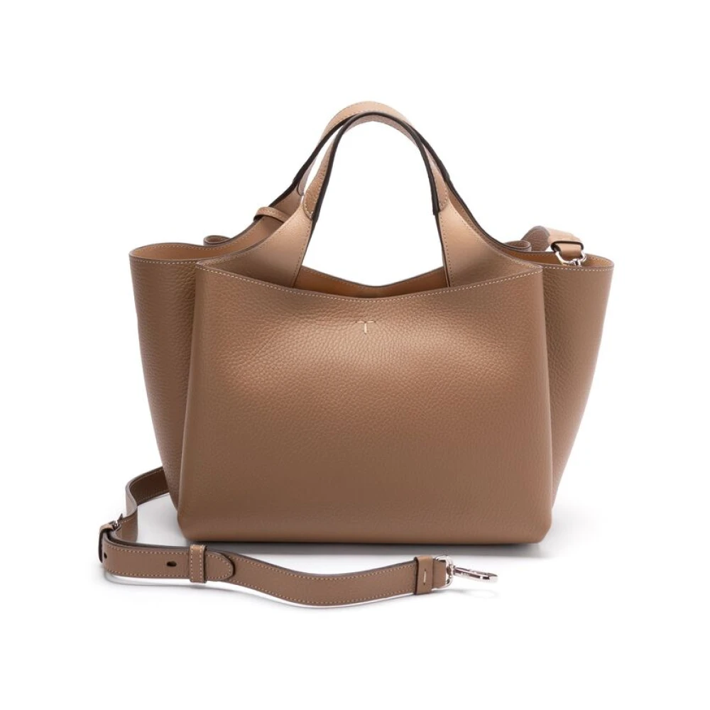 TOD'S Beige Lobster Claw Handtas met Zakken Brown Dames