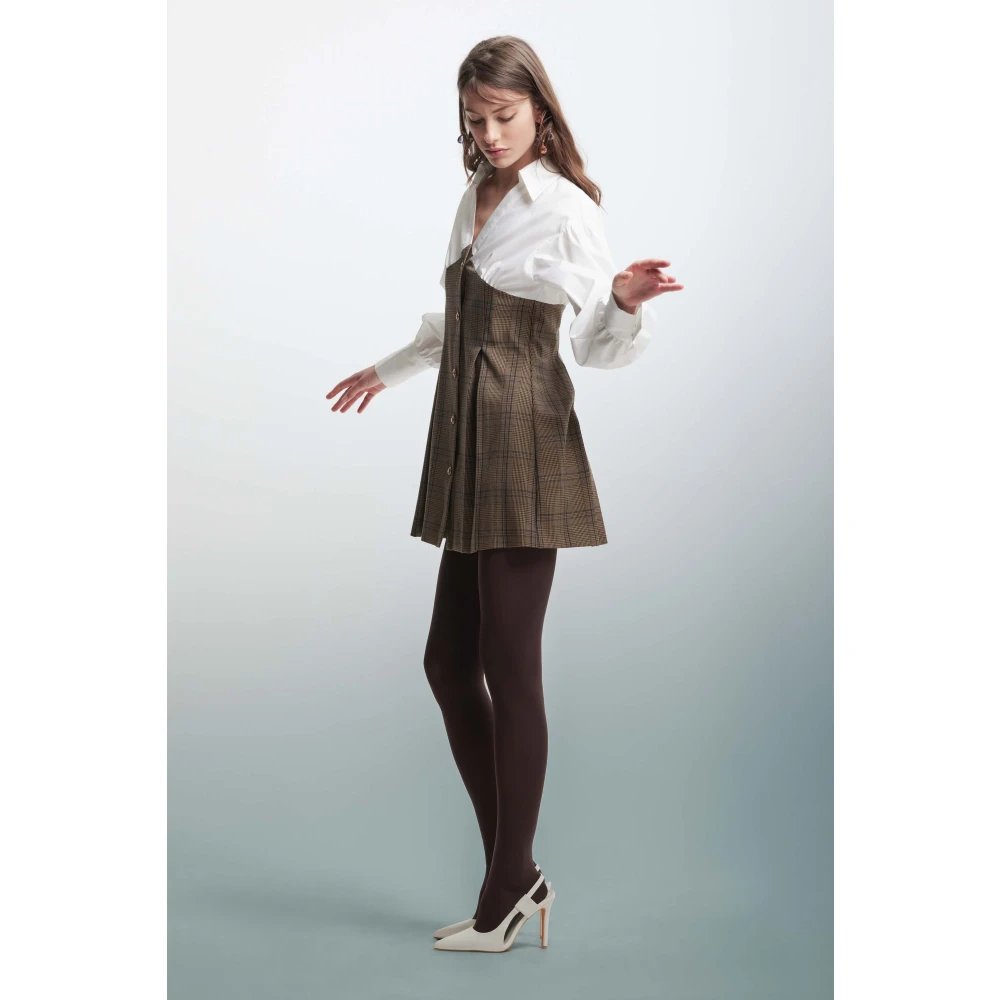 Kocca Overhemdjurk in contrasterende stoffen Brown Dames