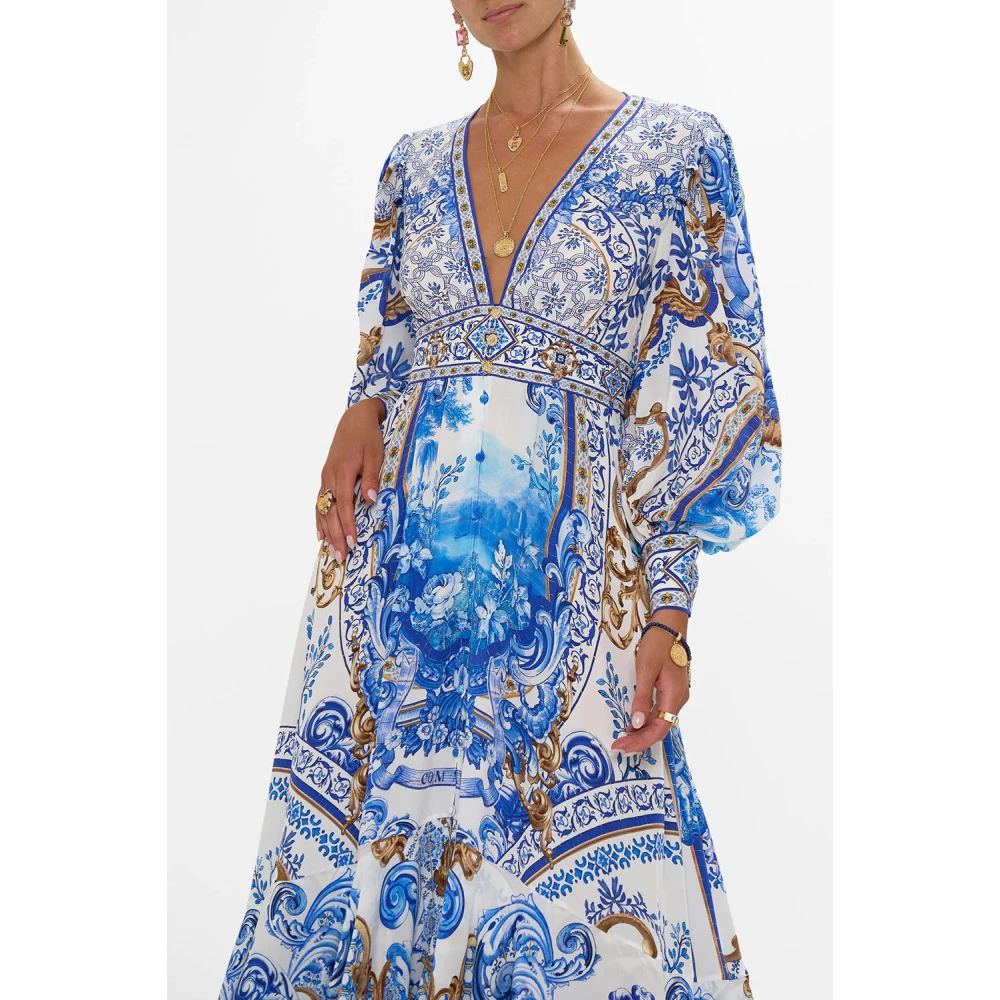Camilla Zijden Jurk Azul Adventures Blue Dames