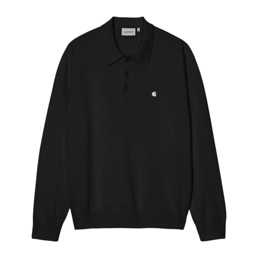 Carhartt Wip Black Polo Shirts, Male, S, L/S Madison Polo