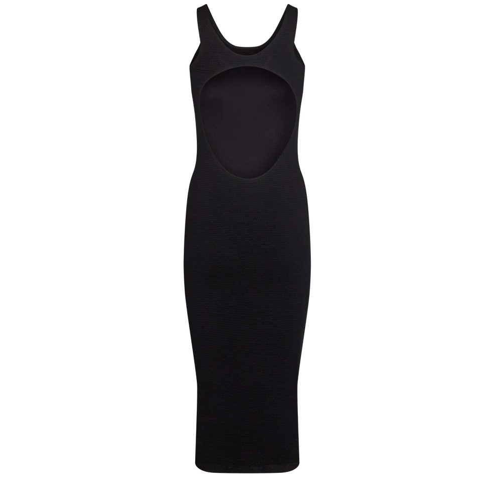 Remain Birger Christensen Mouwloze Midi Jurk met Open Rug Black Dames