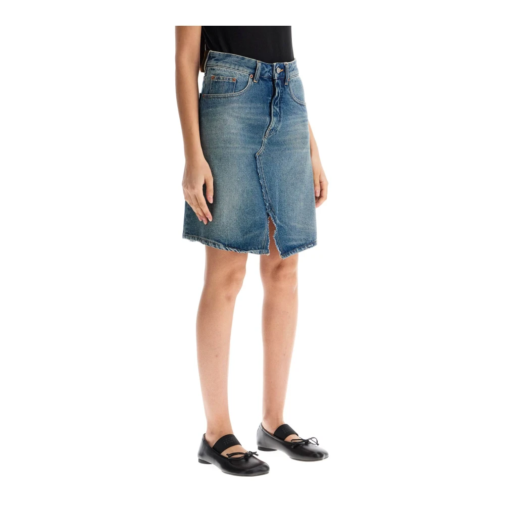 MM6 Maison Margiela Denim Mini Rok met Dubbele Split Blue Dames