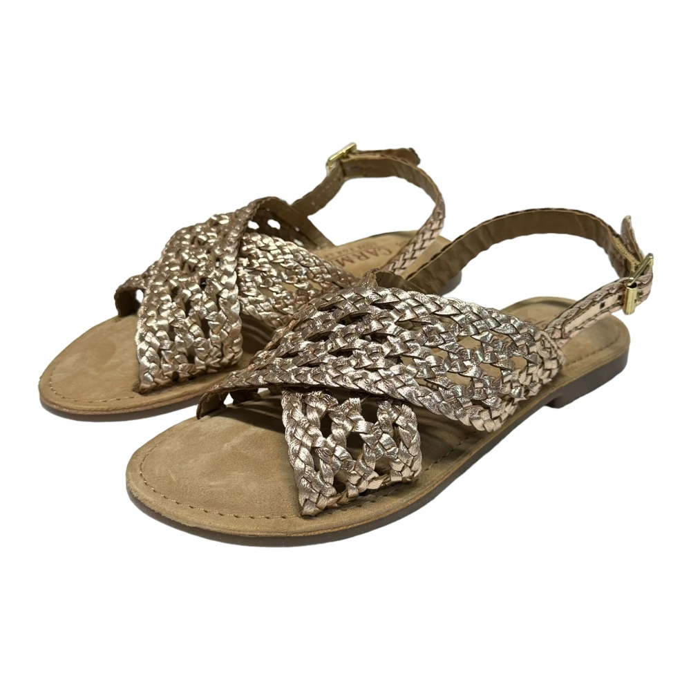 Carmela Gevlochten leren lage sandalen met band Yellow Dames