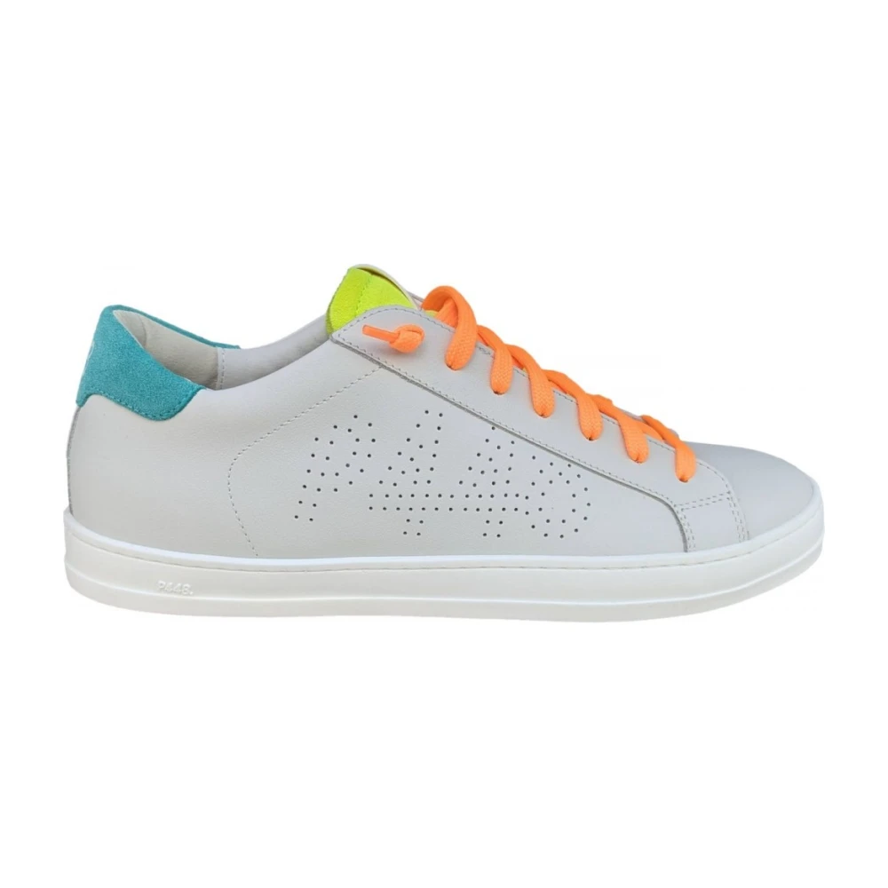 P448 John2 leren sneaker met frisse contrasten Heren Schoenen Wit