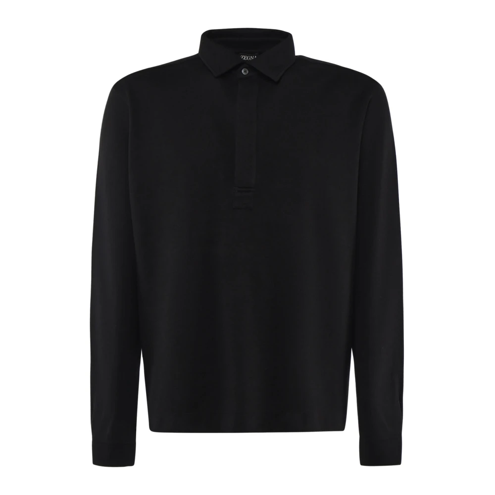 Ermenegildo Zegna Zwarte Polo Sweater Gemaakt in Italië Black Heren